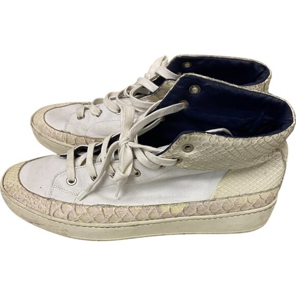 Calvin Klein Hightop Sneakers Mens Size 43 White Snakeskin Leather Upper Lace Up main image 8